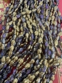String of golden fish-shaped metal beads and deep blue glass charms for DIY jewelry making - Half Gold Inner Multicolor