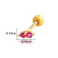 Golden stainless steel screw back ear stud featuring pink round crystal stones - Gold Magenta