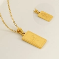 18K gouden roestvrijstalen ketting met rechthoekige Rat-zodiac hanger en godheidgravure - Rat Stijl (ZYG1025-鼠)