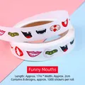 Roll of 1000 cartoon mouth stickers for DIY crafts, 8 quirky styles on 17m adhesive tape - Funny Mouth (1000 Pcs Per Roll)
