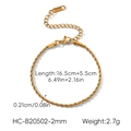 Detail of 2mm 18k gold plated stainless steel rope chain bracelet with lobster clasp - 2mm Bracelet (HC-B20502-2mm)