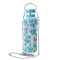Blue and white cow print rhinestone insulated bottle with portable silver chain strap - Cow Pattern Sky Blue / 350ml (12oz) With Aluminum Chain