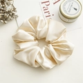 Champagne satin oversized scrunchie with elegant folds and high elasticity fabric - Large Milky Yellow
