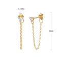 Dettaglio di orecchini a catena dorati con zircone da 3,3mm e dimensione di 24mm - Argento 925 Placcato Oro - Zirconia Bianca