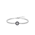 S925 sterling silver tennis bracelet featuring black enamel and a sparkling round zircon - Round Style (RHB2084)
