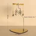Drehbarer goldener Windrad Kerzenhalter mit filigranen Traumfänger Anhängern - Traumfänger Stil 7 / Gold