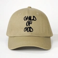 Khaki cotton baseball cap with Child of God print and adjustable strap for outdoors - One Size / Dark Khaki