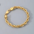 Bracelet chaîne torsadée en acier titane doré avec fermoir mousqueton pour hommes et femmes - Bracelet 20cm / 7mm / Or