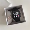 Black digital sports watch with 'YOU VS YOU' metal chain bracelet in a white gift box - Classic Black (No Box)