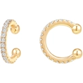 Elegante polsino per orecchio a C in argento S925 dorato con zirconi chiari brillanti - Argento 925 / Oro