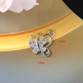 Silver butterfly pendant with white rhinestones measuring 22mm by 18mm for DIY jewelry - 132 Silver