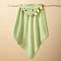 Green dinosaur hooded baby towel in soft coral fleece with wave texture and cute 3D spikes - 80*80cm / S-Pattern Thickened Green Dinosaur