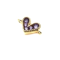 Macro view of gold heart connector with purple cubic zirconia for DIY jewelry making - Light Purple Connector