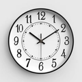 Minimalist wall clock with black frame and white dial featuring Arabic numerals - White Black Frame
