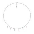 Elegante S925 Silberhalskette mit sechs rosa Markise-Zirkon-Quasten und verstellbarer Kette - Weißgold