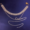 Funkelnde goldene mehrlagige Strass-Körperkette Halskette mit Fransenquasten - Gold