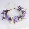 Handmade flower headband with purple daisies and white organza ribbon for girls - Light Purple Daisy Garland