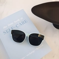 Light blue full-frame kids sunglasses with black lenses and silver rivet accents - Sky Blue