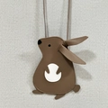Detailed view of the rabbit-shaped crossbody bag with brown texture and cute long ears - Rabbit Dark Grey