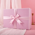 Elegant pink gift box with satin bow and white border for perfumes or jewelry - Small 28.5*20.5*9.5cm / Pink Full Print