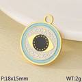 Golden stainless steel enamel evil eye round pendant charm for vintage DIY jewelry - Dot Decoration Round Evil Eye Style (KLJ9554-ZLA)