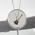 Titanium steel electric guitar pendant necklace with silver box chain for men and women - Ball Chain Black Guitar