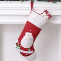 Calza di Natale con applicazione Babbo Natale e risvolto in velluto a coste bianco - Babbo Natale Sorridente
