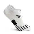 Lightweight white ankle athletic socks with black mesh breathable stripe design - Thin Short / White