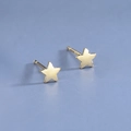 Elegant gold-plated S925 sterling silver star stud earrings with a polished mirror finish - Pentagram / Gold