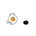 Spilla smaltata a forma di gatto uovo fritto con chiusura in gomma nera per borse - Gatto Uovo al Tegamino (C2503-5)