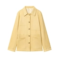 Chaqueta casual de ante sintético amarillo con cuello de solapa y diseño multibolsillo - XS / Amarillo