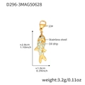 Golden stainless steel fish pendant with light blue oil drip finish and lobster clasp - Sky Blue Fish Gold Pendant (D296-3)