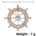 Goldene Schiffsrad Stern Brosche mit Strasssteinen, 35,7mm Breite und 7g Gewicht - KC Gold Steuerrad