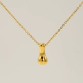 Polished 18K gold plated titanium steel necklace with a smooth teardrop bubble pendant - Gold-Teardrop Style