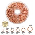 Rose gold DIY jump rings set in 4-12mm sizes for jewelry making in round storage case - Rose Gold Jump Rings In 6-Grid Box