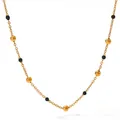 Bohemian gold plated stainless steel beaded necklace with black enamel beads in gold finish - Gold Black Gold Beads (KCD680)