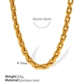 Collana a catena cubana dorata in acciaio al titanio, 41cm di lunghezza, 4,7mm di larghezza - Collana Stile XL328 / Oro
