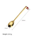 Golden 304 stainless steel coffee spoon with Santa Claus pendant, length 13.5cm - Gold Santa Claus