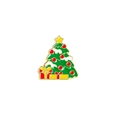 Christmas tree enamel pin with colorful ornaments and gift boxes on golden metal - Christmas Tree with Gift Boxes (CZ0477-1)