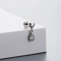 Silver titanium steel heart stud earring with teardrop zircon pendant and screw back closure - Heart Teardrop Dangle Style (A24-1#)