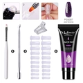 Mobray Acryl Gel nail extension kit with Jade Nuiverse color gel and application tools - Jade Universe (Jade Blue Glitter)