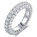 Anello eternity a tre file con zirconi cubici incastonati e finitura in argento lucido - US 6 / Bianco