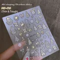 Weihnachts-Nagelaufkleber mit Goldprägung, Schneeflocken und Bäumen, Modell MO-416 - Heißprägen Schneeflocken Aufkleber MO-416