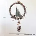 70cm Nordic Christmas wreath featuring frosted mini trees, pine cones and white berries - Snow-white Christmas Tree Pinecone Wreath