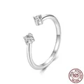 Anello aperto minimalista in argento sterling S925 con due pietre di moissanite - Con un certificato / Argento