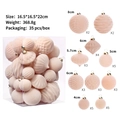 Set di 35 palline di Natale floccate rosa cipria con varie texture e dimensioni - Beige