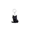 Détail d'un mignon porte-clés chat noir en acrylique avec anneau et chaîne en métal - Style Chaton Noir (1)