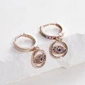 Rose gold evil eye drop earrings with multi-colored cubic zirconia and blue center stones - Rose Gold-Multi Color Zirconia