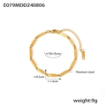 Goldenes Titanstahl-Armband mit geometrischer Gravur und praktischem Karabinerverschluss - Gold Gemustertes Armband (TXE079) / Gold
