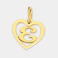 Élégant pendentif coeur en acier inoxydable doré avec lettre E creuse pour bijoux DIY - Lettre E